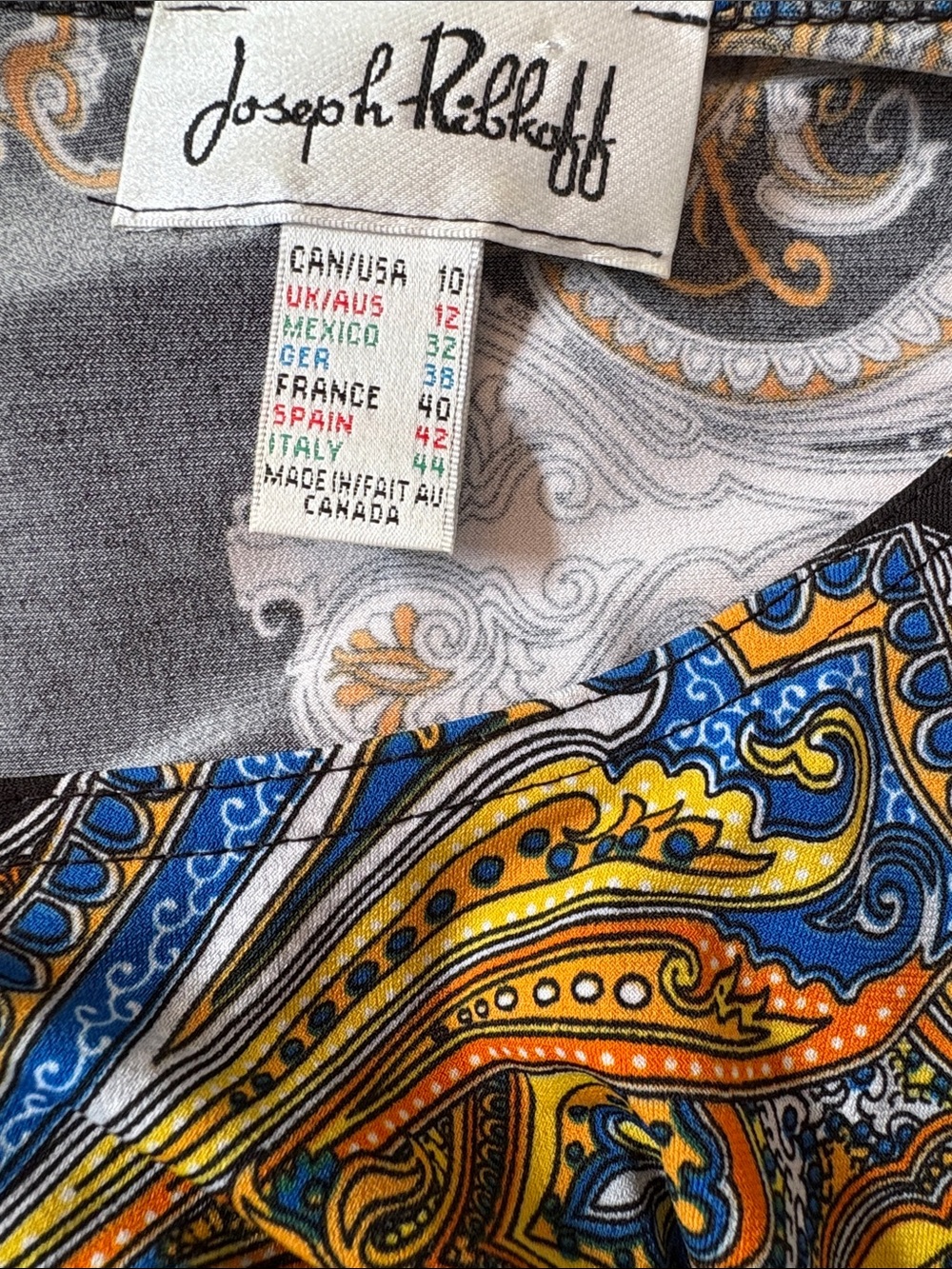 Joseph Ribkoff black paisley sheath dress with ruched side detailing size 10. - Picture 12 of 12